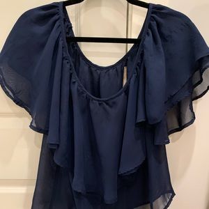 Navy off the shoulder flowy top